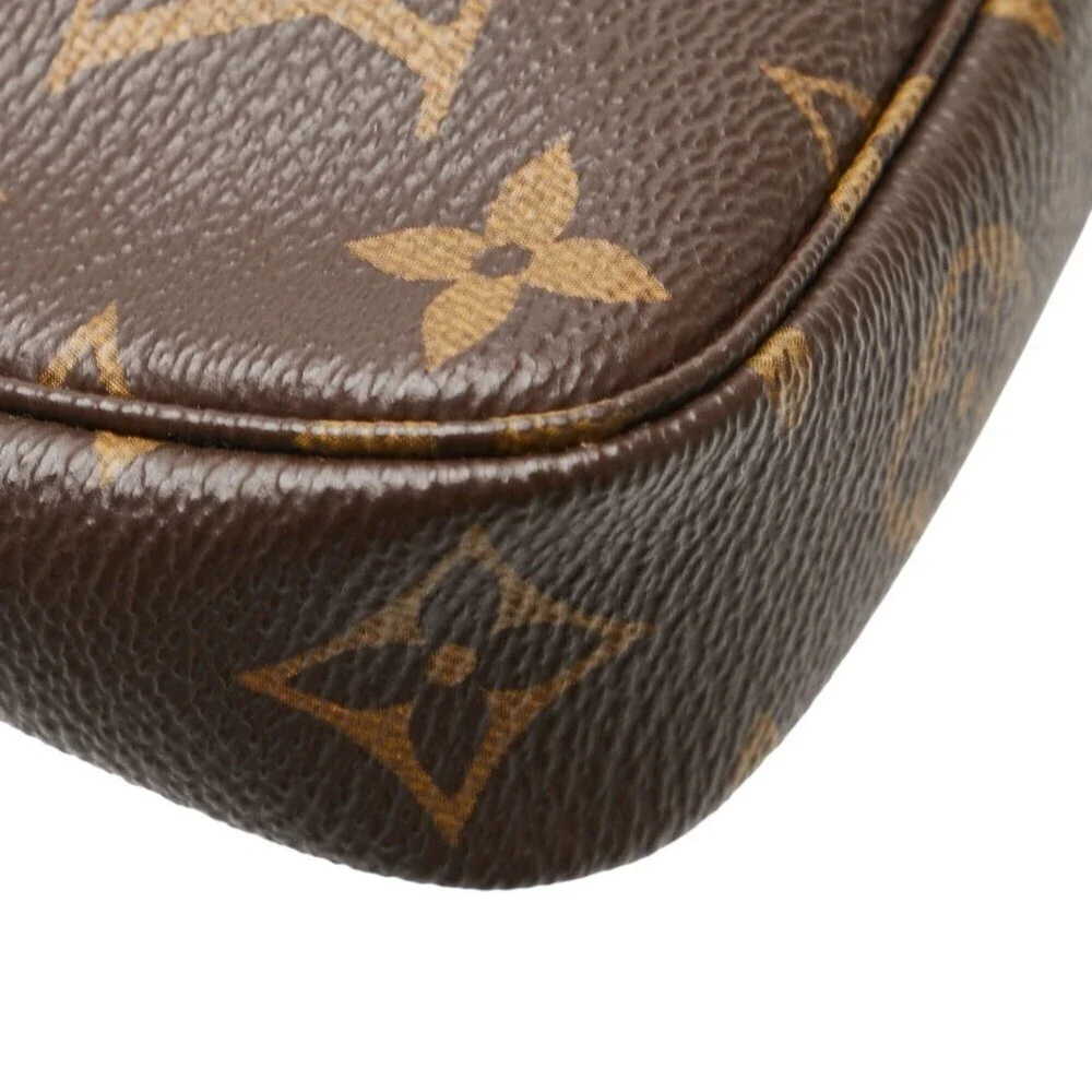 LOUIS VUITTON Authentic Brown Monogram Leather Pochette Mini Bag - Picture 6 of 14